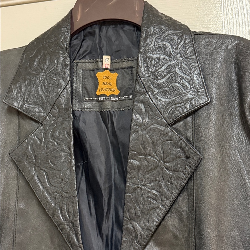 The Best Of Iraq Leather: 100% Real Leather BUTTON DOWN TRENCH